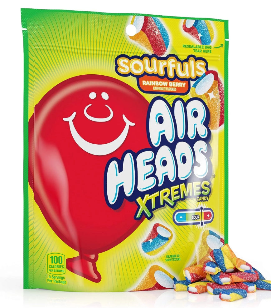 Airheads Candy, Xtremes Sourfuls Bolsa, Baya Arcoíris, sin Nueces, 9 oz