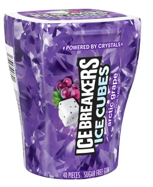 Ice Breakers Ice Cubes Arctic Grape Chicle sin Azúcar con Sabor Botella 3.24 oz, 40 Piezas