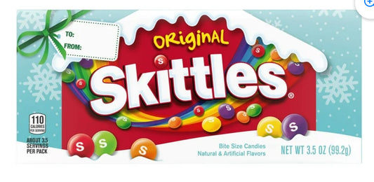 SKITTLES Caramelo Masticable Original de Navidad, Caja de Teatro de Vacaciones, 3.5 oz