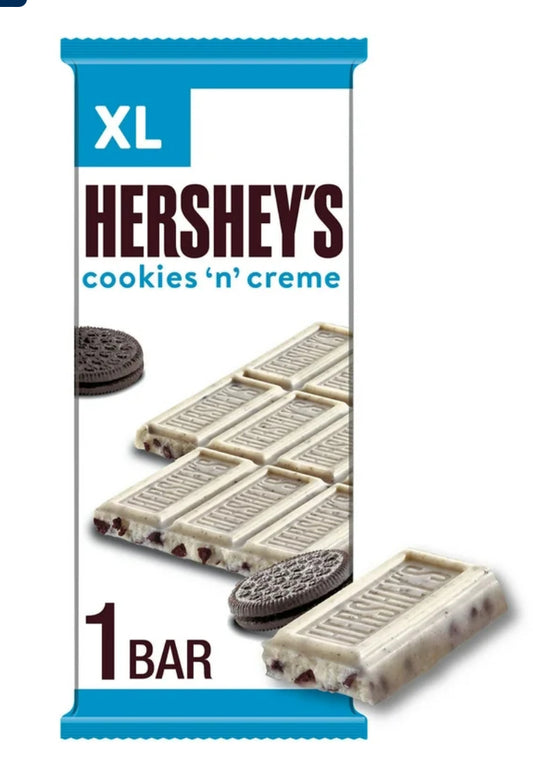 Hershey's Caramelos Cookies 'n' Creme XL, Bar 4 oz, 16 Piezas