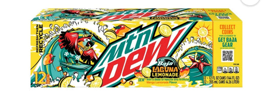 Mtn Dew Baja Soda Laguna Lemonade 12 Fl Oz 12 Count