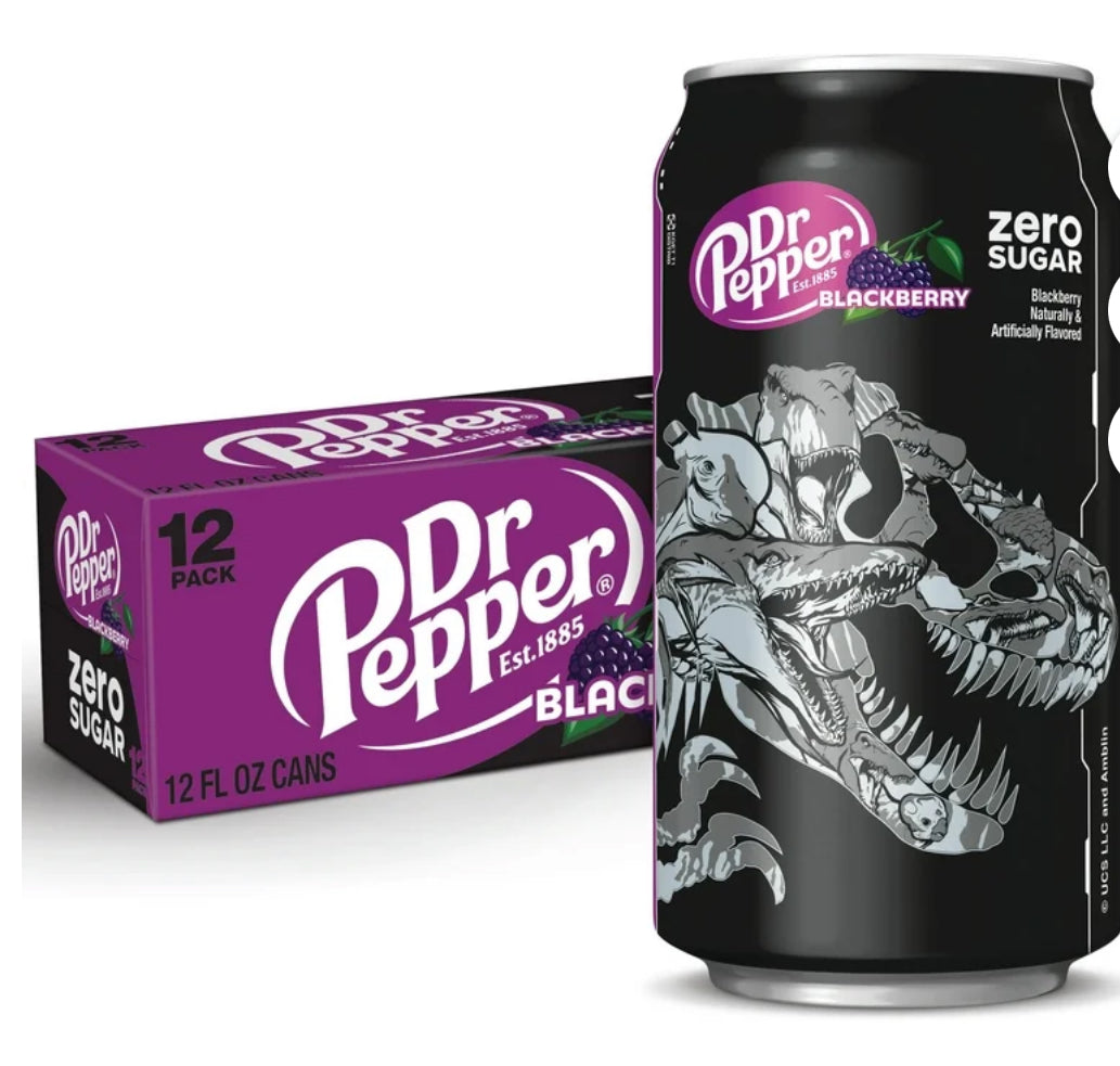 Dr Pepper Blackberry Zero Sugar Soda Pop, 12 fl oz