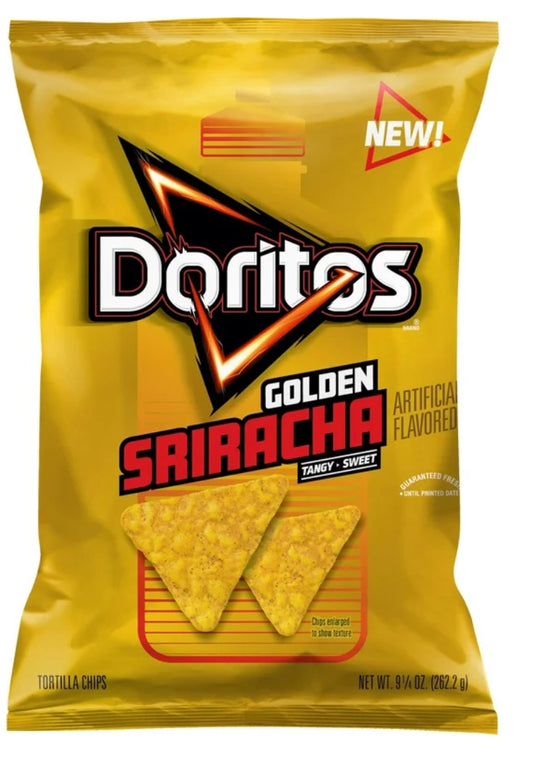 Doritos Chips de Tortilla Sriracha Dorados Dulces y Picantes, Bolsa de 9.25 Onzas