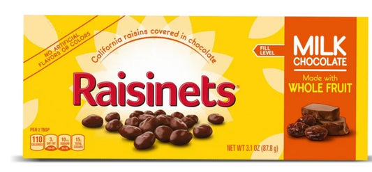 Raisinets, Milk-Chocolate-Covered California Raisins, Movie Theater Candy Box, 3.1 oz