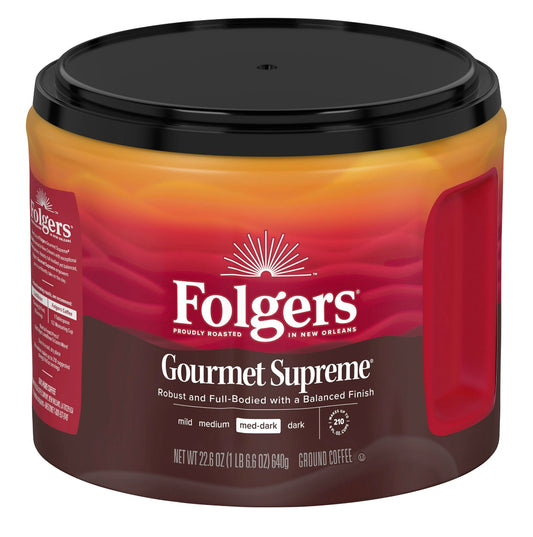 Folgers Gourmet Supreme Ground Coffee, 22.6 Ounce Canister