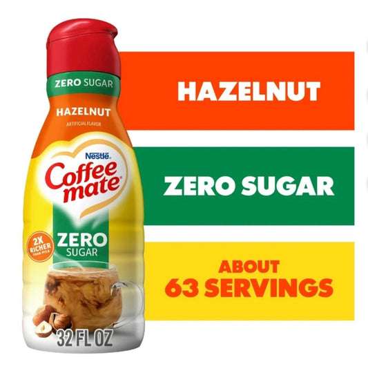 Coffee mate Crema para Café Líquida No Láctea sin Gluten y sin Azúcar, 32 fl oz