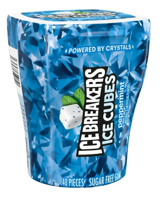 Ice Breakers Ice Cubes Peppermint Chicle sin Azúcar con Sabor Botella 3.24 oz, 40 Piezas