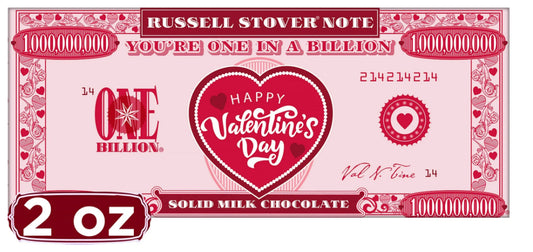 RUSSELL STOVER Día de San Valentín uno en Mil Millones de Barras de Chocolate con Leche Sólida, 2 oz.