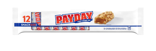 Payday Peanut Caramel Snack Size Candy, Bars 0.7 oz, 12 Count
