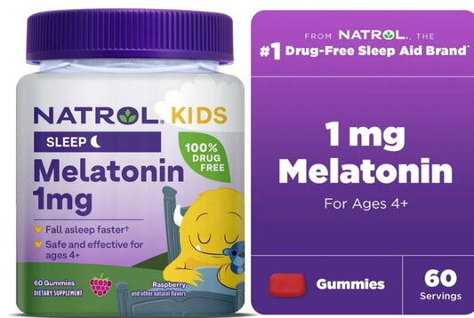 Natrol® Kids Melatonina, Gomitas para Dormir para Niños, Sabor Frambuesa, 1 Mg, 60 Unidades