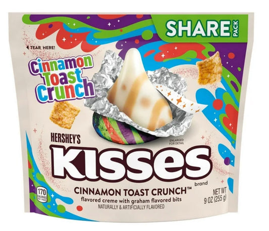 HERSHEY'S KISSES CINNAMON TOAST CRUNCH Paquete para Compartir de Caramelos Saborizados, 9 oz