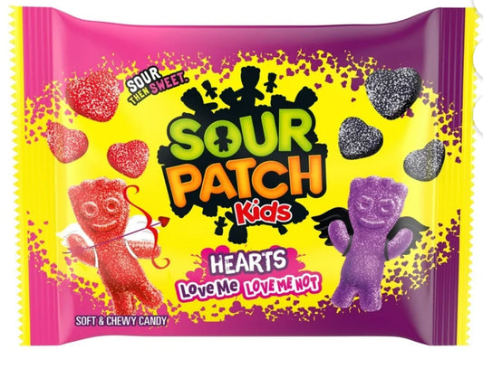 SOUR PATCH KIDS Suave y Masticable, Ámame, No, Corazones de Caramelo para el Día de San Valentín, 10 oz