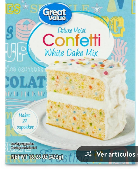 Great Value Deluxe Húmedo Confeti Blanco Pastel de 15.25 oz Caja