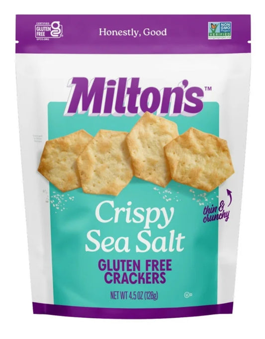 Milton's Crackers sin Gluten - Sal Marina Crujiente, 4.5 Oz, Bolsa de Plástico