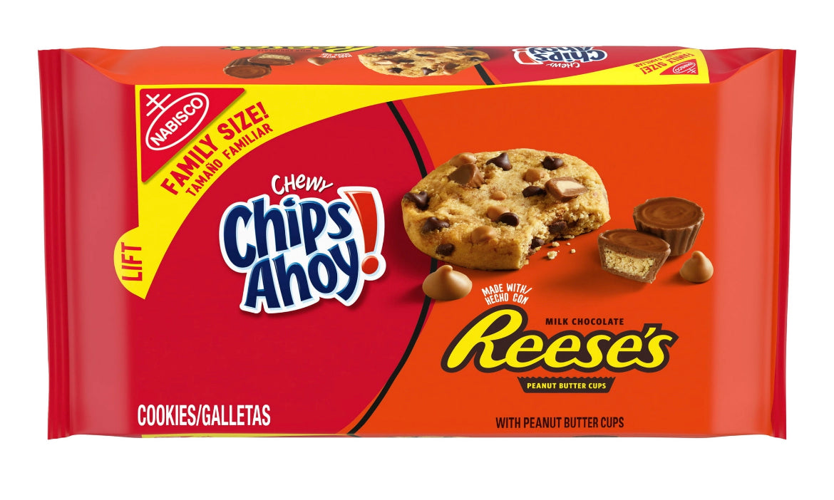 CHIPS AHOY! Chewy Chocolate Chip Cookies with Reese's Peanut Butter Cups, Family Size, 14.25 oz