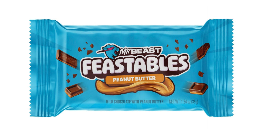 Feastables Mr Beast Peanut Butter Milk Chocolate Bar, 1.24 oz (35g), 1 Count