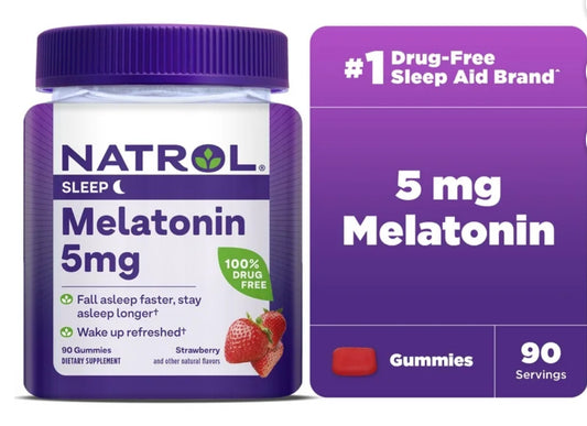 Melatonin Natrol® Gomitas Soporte para Dormir para Adultos, Sabor a Fresa, 5mg, 90 Unidad