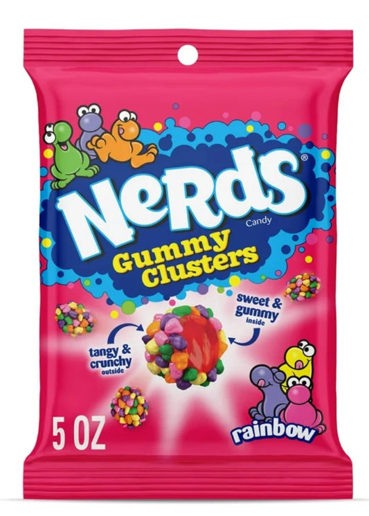 NERDS Gummy Clusters , Caramelo, Arcoíris, Crujiente y Gomoso, 5 oz
