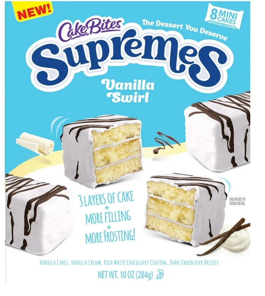 CakeBites Supremes Vanilla Swirl, 8 Mini Cakes, 10oz, Shelf Stable