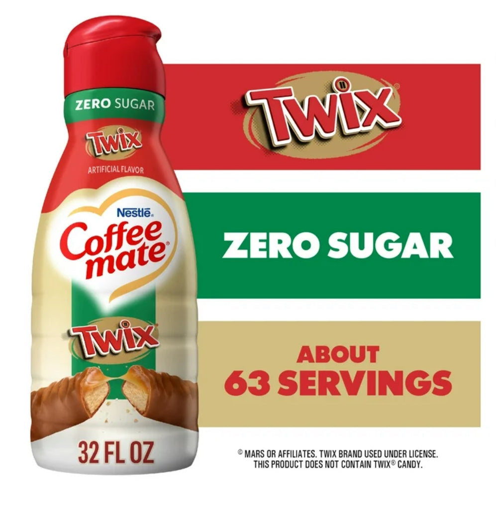 Coffee mate Twix Café con Sabor Creamer, sin Azúcar, Creamer sin Gluten, 63 Porciones 32 fl oz