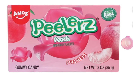 AMOS Pelador de Durazno, Caja de Gomitas, sin Gluten, Leche Ni Nueces, 1 Unidad, 3 Oz