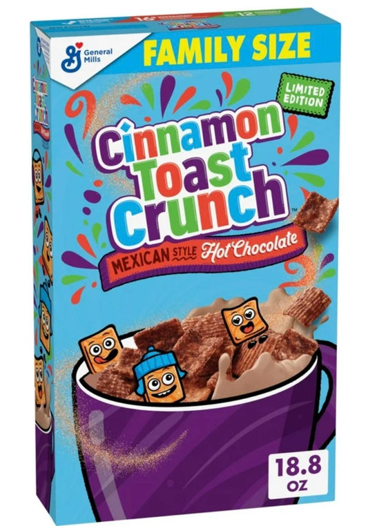 Cinnamon Toast Crunch Cereal de Desayuno Chocolate Caliente Estilo Mexicano, Tamaño Familiar, Edición Limitada, 18.8 oz