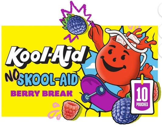 Kool-Aid No Skool-Aid Berry Break Artificially Flavored Drink, 10 ct Box, 6 oz Pouches