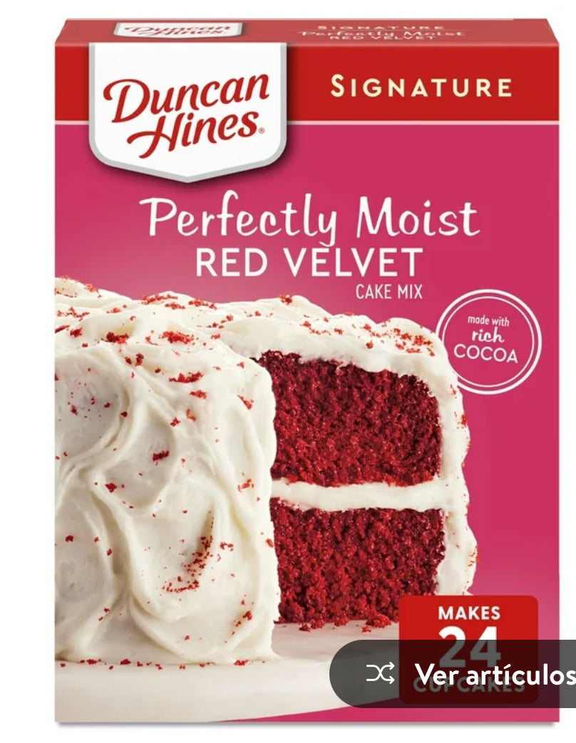 Duncan Hines Mezcla para Pastel Red Velvet Perfectamente Húmeda 15,25 oz