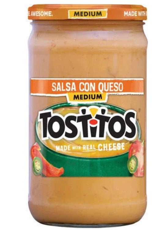 Tostitos Medium Salsa Con Queso Dip, 23 Oz, Glass Jar