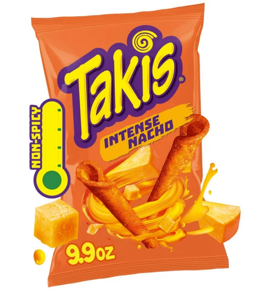 Takis Intense Nacho, Bolsa para Compartir de 9,9 oz, Chips de Tortilla Enrollados con Queso