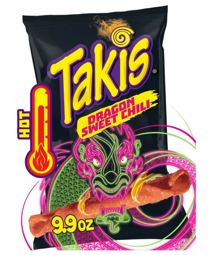 Takis Rolls Dragon Sweet Chili Bolsa de 9.9 oz, Chips de Tortilla Picantes con Sabor a Chile Dulce Picante