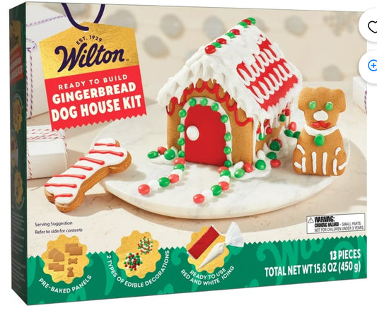 Nueva Casa para Perros Wilton Christmas Gingerbread, Kit de 13 Piezas, 15,8 oz, Estable en Almacenamiento, Horneada, Contiene: Trigo.