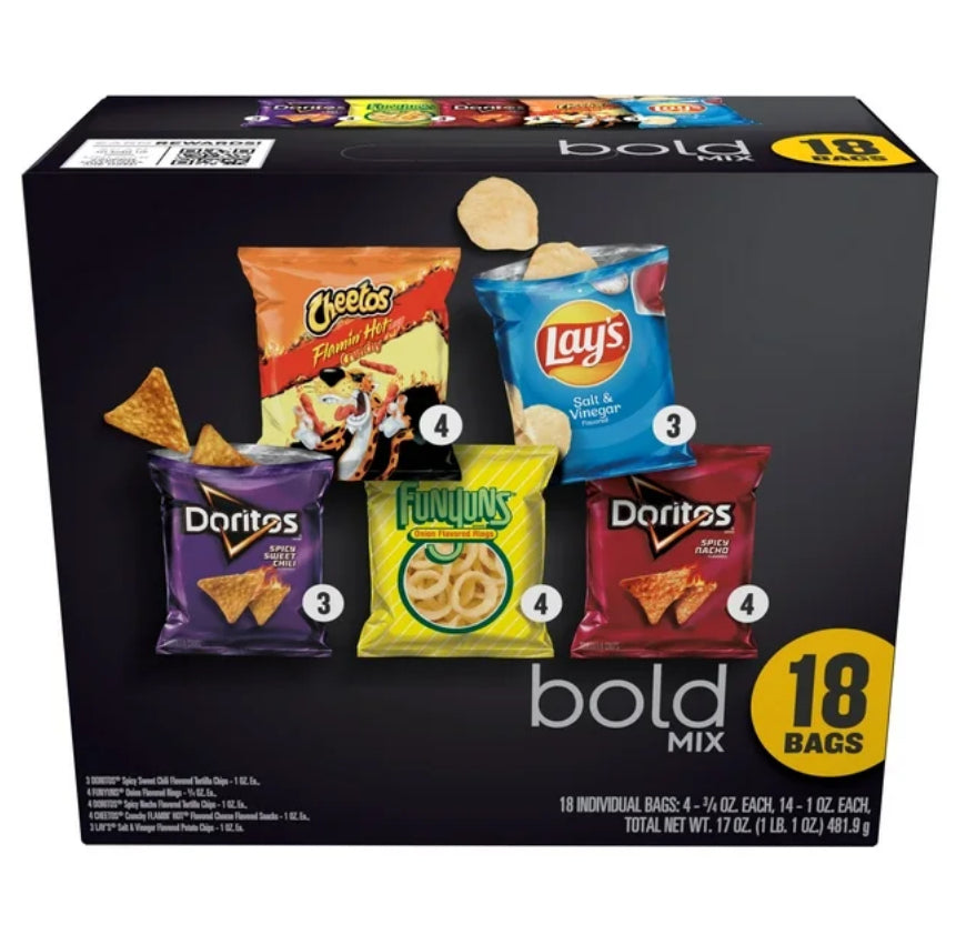 Frito Lay Paquete Variado de Papas Fritas Bold Mix, 18 Unidades