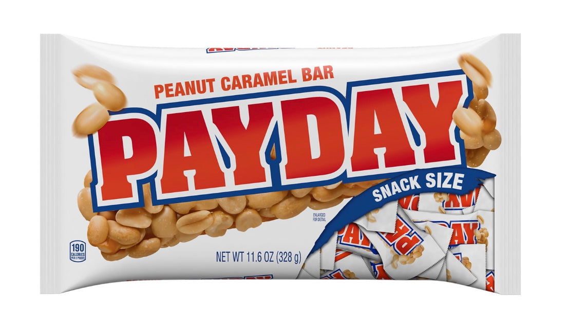 Payday Peanut Caramel Snack Size Candy, Bag 11.6 oz