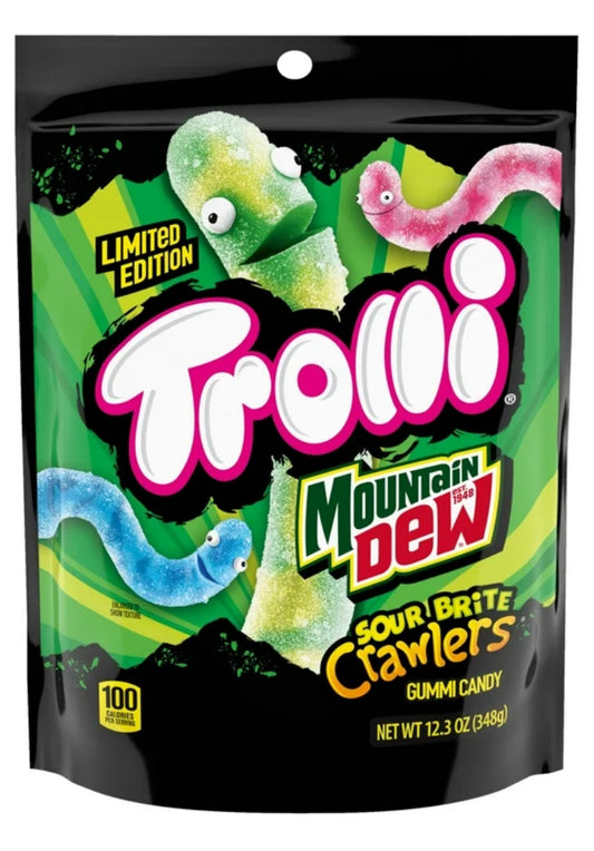 Trolli x Mountain Dew Sour Brite Crawlers Gomitas, Bolsa de 12.3 oz