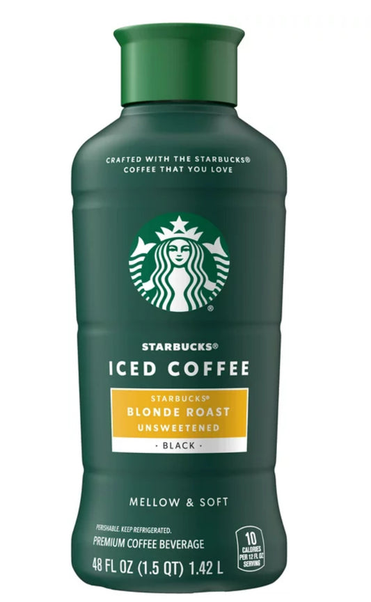 Starbucks Iced Coffee Premium Coffee Beverage Unsweetened Blonde Roast 48 fl oz Bottle