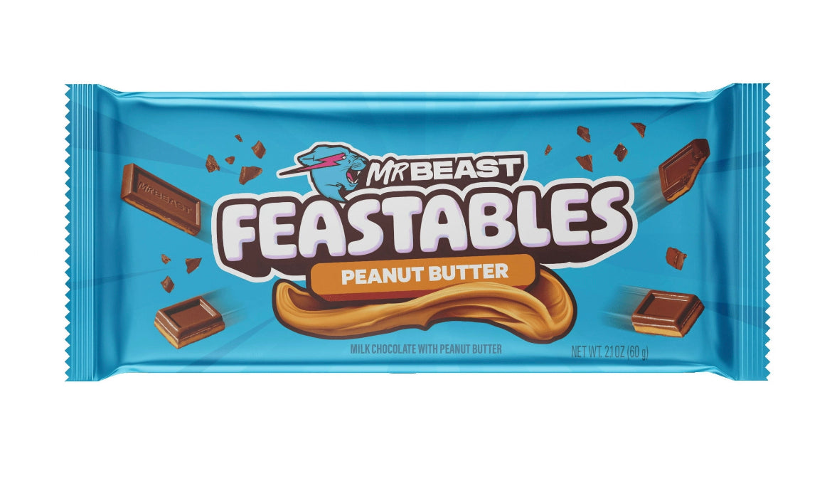 Feastables MrBeast Peanut Butter Milk Chocolate Bar, 2.1 oz (60g), 1 Count