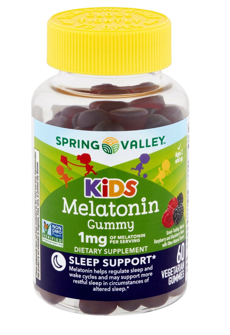 Spring Valley Kids Melatonin Dietary Supplement Gummies, Raspberry, 1 mg, 60 Count