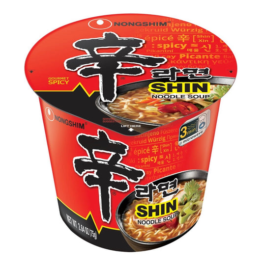 Nongshim Shin Ramyun Spicy Beef Ramen Noodle Soup Cup, 2.64oz X 1 Count