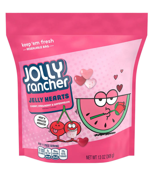 Jolly Rancher Assorted Fruit Flavored Jelly Hearts Valentine's Day Candy, Bag 13 oz