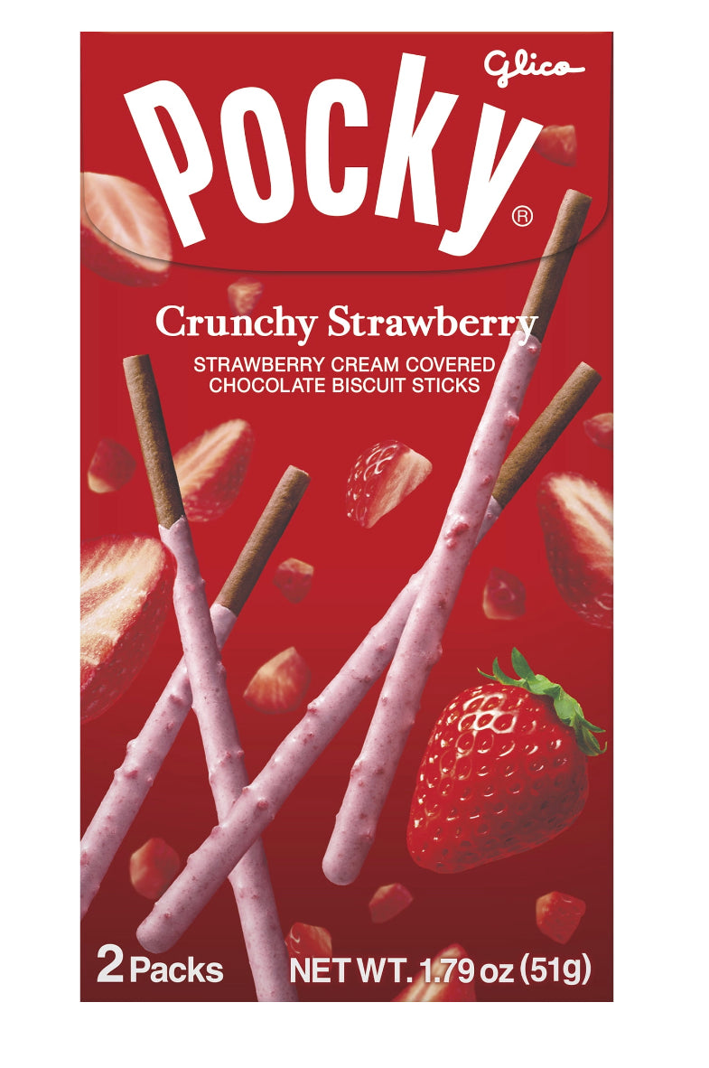 Pocky Vegetarian Crunchy Strawberry Biscuit Sticks, 1.79 Oz, 10 Count