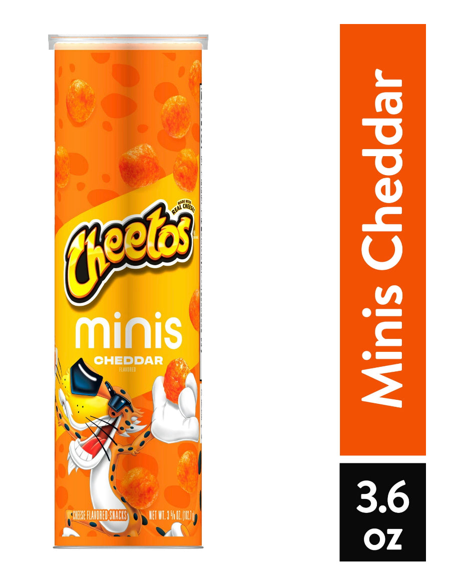 Cheetos Minis Cheddar Flavored Snack Chips Canister, 3.625 oz