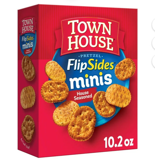 Town House FlipSides Minis House Seasoned Oven Baked Crackers, Lunch Snacks, 10.2 oz