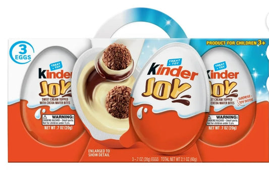 Kinder Joy Huevos Juguete Plus, Cremas Dulces y Obleas de Chocolate, 2.1 oz, 3 Unidades
