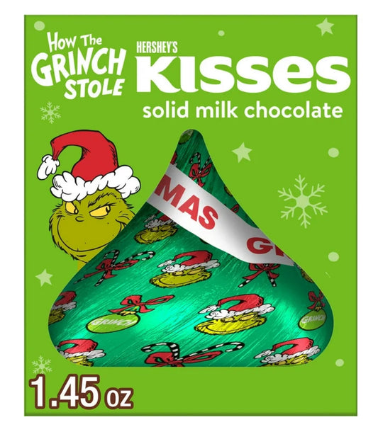 Hershey's Kisses Grinch Caramelo Christmas de Chocolate con Leche Sólida Caja de Regalo 1.45 oz
