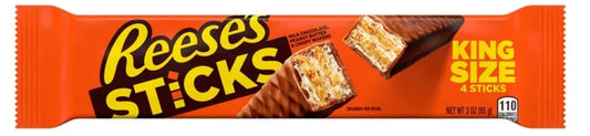 Reese's Sticks Milk Chocolate Peanut Butter Wafer King Size Candy, Pack 3 oz