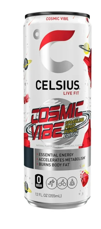 CELSIUS Vibra Cósmica Brillante, Bebida Energética Esencial Funcional, Lata Individual de 12 Fl Oz