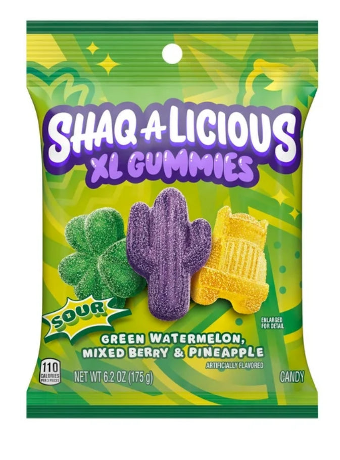 Shaq-A-Licious Xl Gummies Sour Chewy Gummy Candy, Bag 6.2 oz