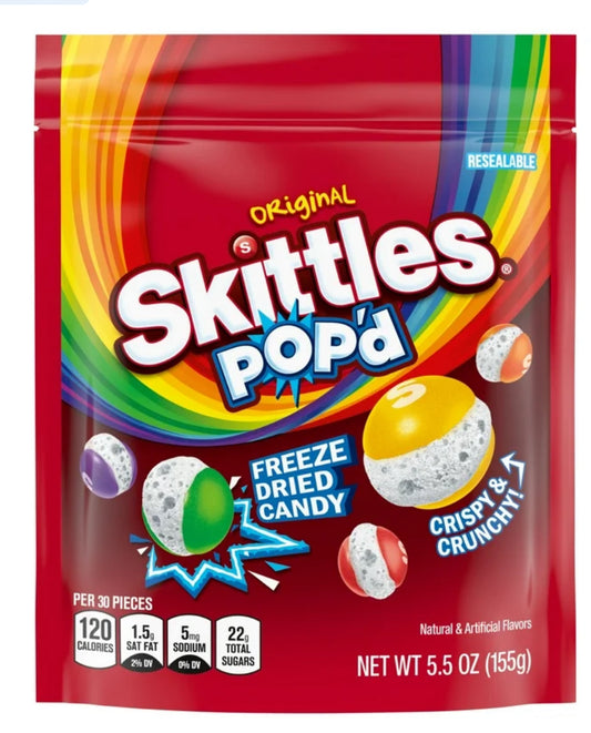 SKITTLES POP'D Originals Caramelo Liofilizado - Bolsa de 5.5 Oz