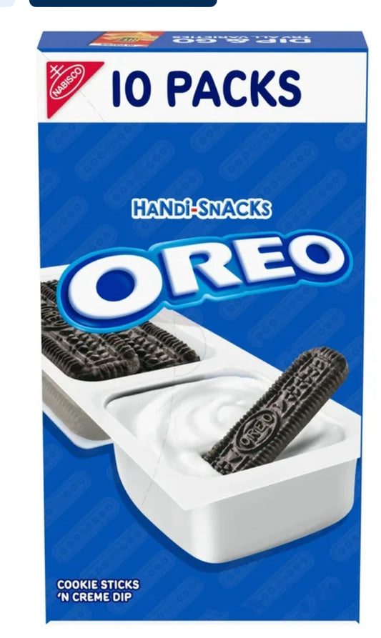 Handi-Snacks Packs de Refrigerios con Palitos de Galleta OREO y Salsa de Crema, 10 Packs de Refrigerios